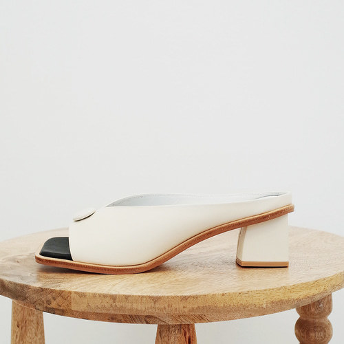 Button square mules Ivory