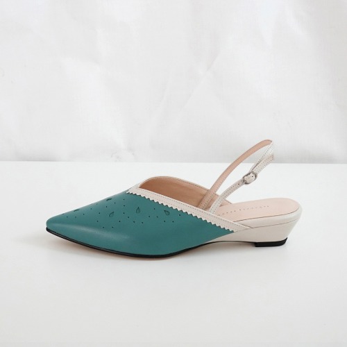Eyelet lace wedges Blue green