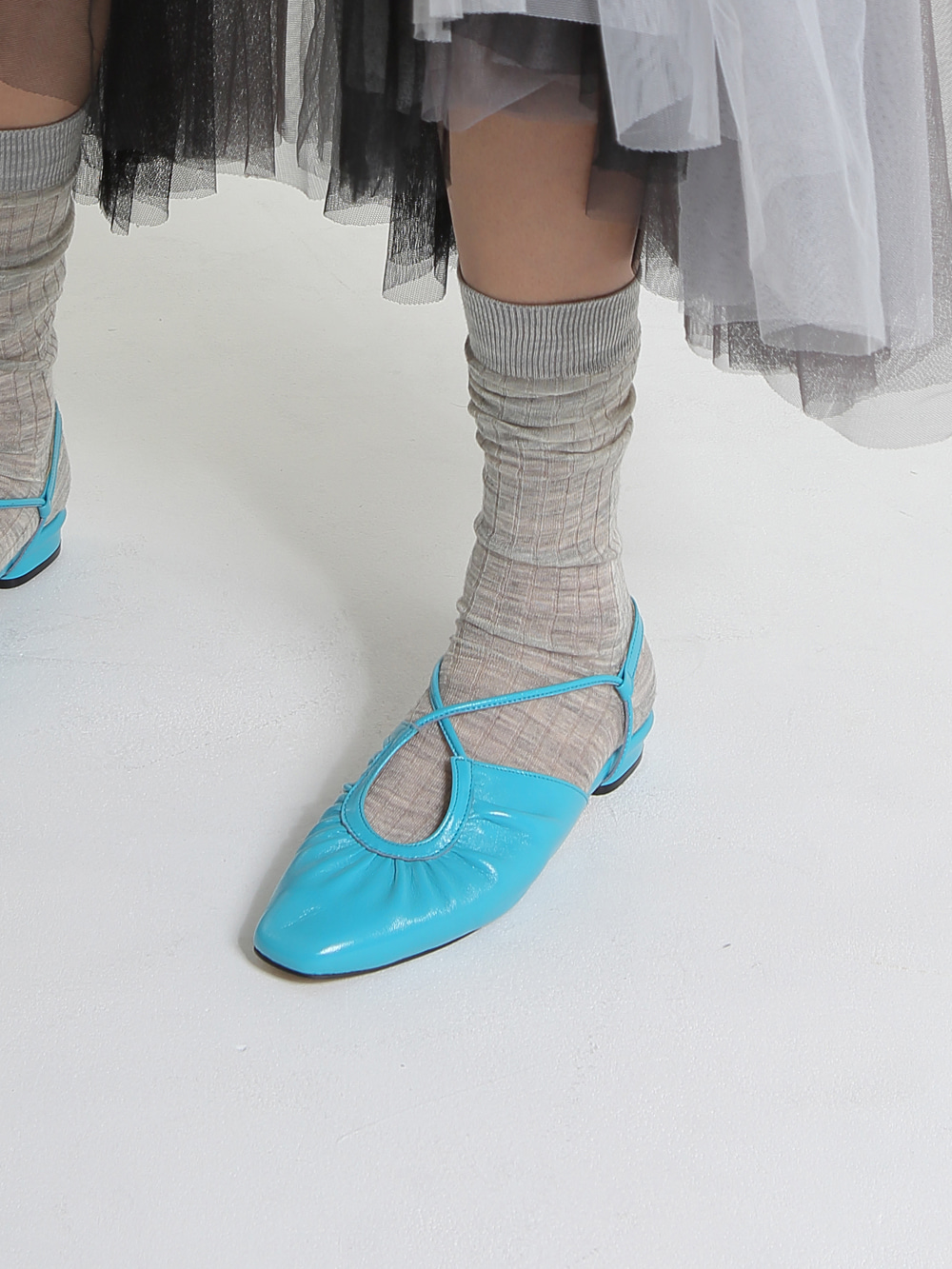 French ballet shoes glossy  Turquoise