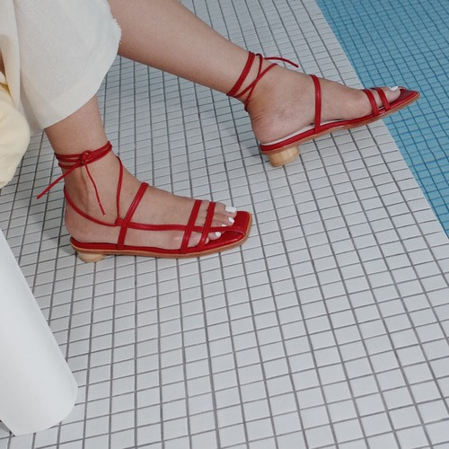 two way strap sandals Red