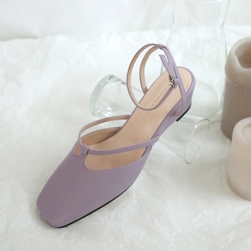 T strap wedges Lilac